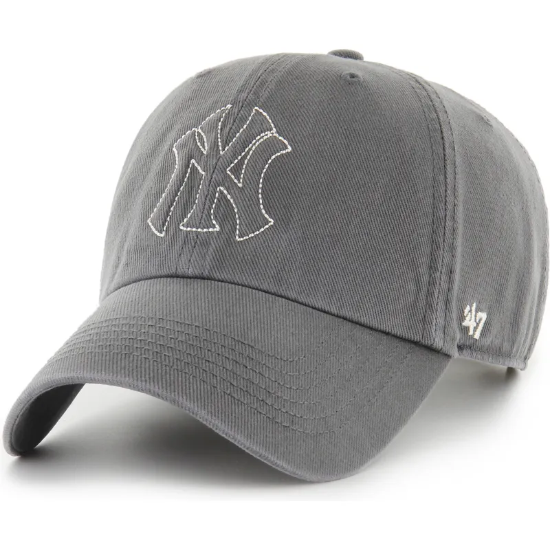 47-brand-curved-brim-clean-up-trailer-new-york-yankees-mlb-grey-adjustable-cap