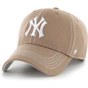 Cap zaobljena brown adjustable strap Clean Up Contrast Stitch New York Yankees MLB 47 Brand