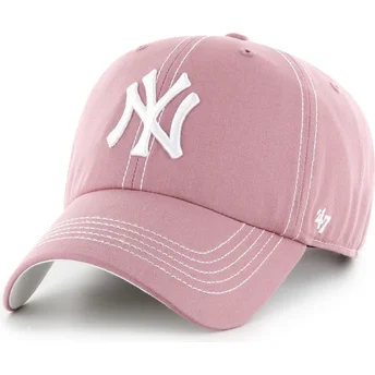 Kape zaobljena ružičasta podesiva traka Clean Up Contrast Stitch New York Yankees MLB 47 Brand