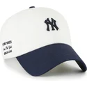 47-brand-curved-brim-clean-up-contemporary-two-tone-new-york-yankees-mlb-beige-and-navy-blue-adjustable-cap