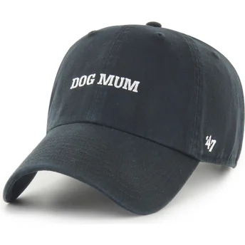 47 Brand Curved Brim Dog Mum Phrase Clean Up Base Runner Icon Black Adjustable Cap