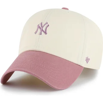 Cap zaobljena beige adjustable strap rosa Clean Up Base Runner Two Tone New York Yankees MLB 47 Brand