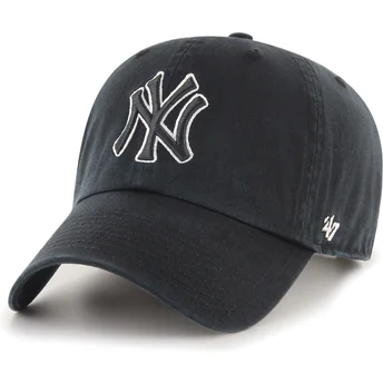 Cap zaobljena black adjustable strap Clean Up No Loop Label New York Yankees MLB 47 Brand