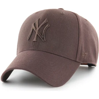 47 Brand Curved Brim Brown Logo MVP New York Yankees MLB Brown Snapback Cap