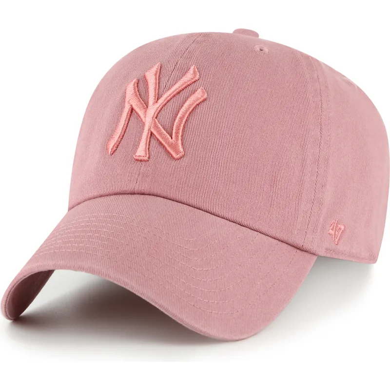 kapa-zaobljena-ruzicasta-podesiv-clean-up-new-york-yankees-mlb-47-brand