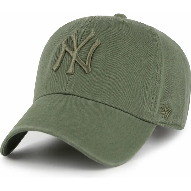 47-brand-curved-brim-green-logo-clean-up-new-york-yankees-mlb-green-adjustable-cap