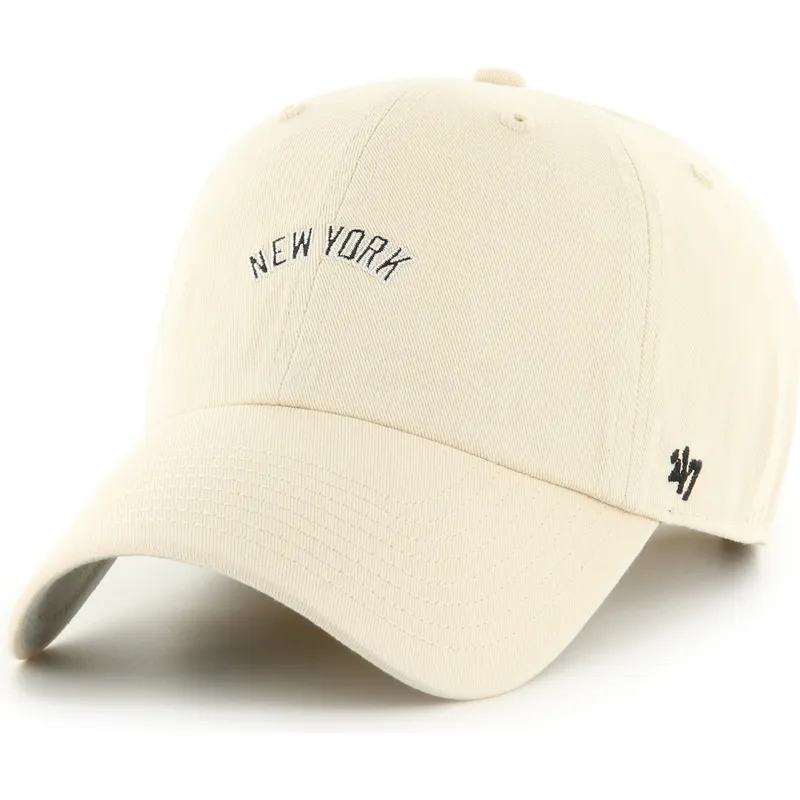 cap-zaobljena-beige-adjustable-strap-clean-up-base-runner-script-new-york-yankees-mlb-47-brand