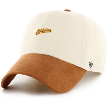 Cap zaobljena beige adjustable strap marrón Clean Up Mini Script Suede Visor Oakland Athletics MLB 47 Brand