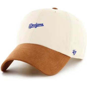 Cap zaobljena beige adjustable strap marrón Clean Up Mini Script Suede Visor Los Angeles Dodgers MLB 47 Brand