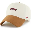 cap-zaobljena-beige-adjustable-strap-marron-clean-up-mini-script-suede-visor-boston-red-sox-mlb-47-brand