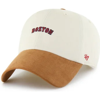 Cap zaobljena beige adjustable strap marrón Clean Up Mini Script Suede Visor Boston Red Sox MLB 47 Brand