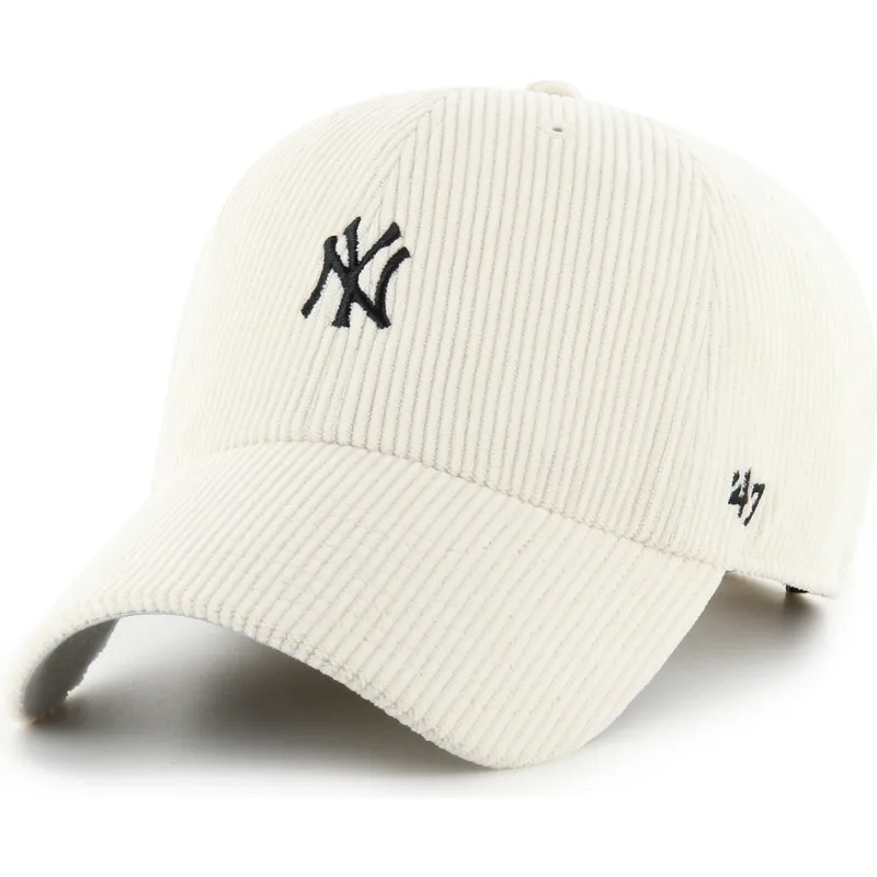 cap-zaobljena-beige-adjustable-strap-clean-up-cord-base-runner-new-york-yankees-mlb-47-brand