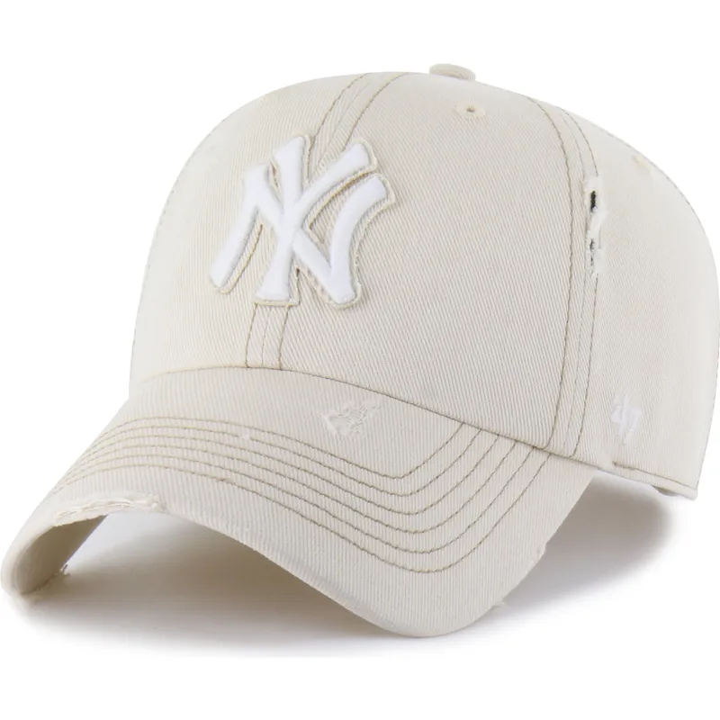 cap-zaobljena-beige-adjustable-strap-clean-up-weathered-mojave-new-york-yankees-mlb-47-brand