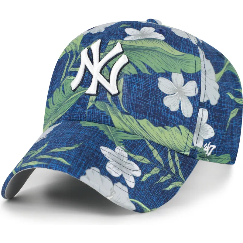 cap-zaobljena-navy-blue-adjustable-strap-clean-up-beach-side-new-york-yankees-mlb-47-brand