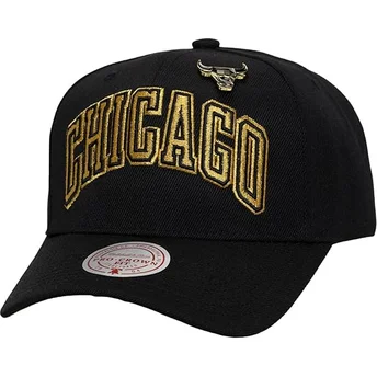 Mitchell & Ness Curved Brim Pinned Gold Pro Chicago Bulls NBA Black Snapback Cap