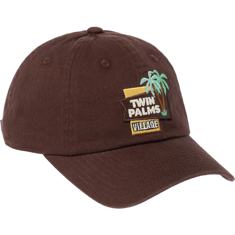 american-needle-curved-brim-twin-palms-village-ballpark-brown-adjustable-cap