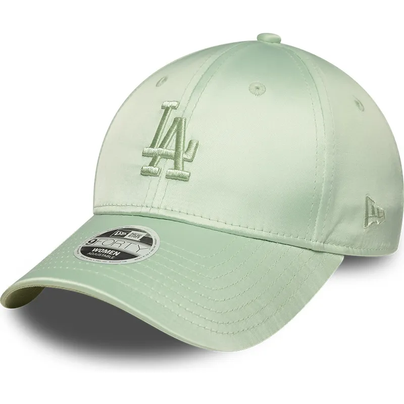 kape-zaobljena-zelena-podesiva-traka-9forty-bow-back-satin-los-angeles-dodgers-mlb-new-era