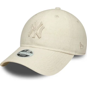 Kapa zaobljena bež podesiv 9TWENTY Midi Linen New York Yankees MLB New Era