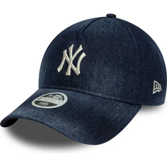 Kape zaobljena mornarsko plava podesiva traka 9TWENTY A Frame Denim New York Yankees MLB New Era