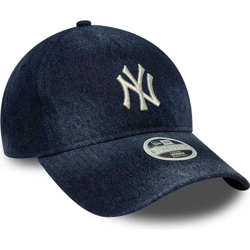 kape-zaobljena-mornarsko-plava-podesiva-traka-9twenty-a-frame-denim-new-york-yankees-mlb-new-era