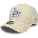 new-era-women-blue-logo-9forty-a-frame-floral-los-angeles-dodgers-mlb-beige-trucker-hat