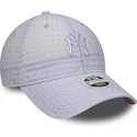 kape-zaobljena-ljubicasta-podesiva-traka-9twenty-seersucker-new-york-yankees-mlb-new-era