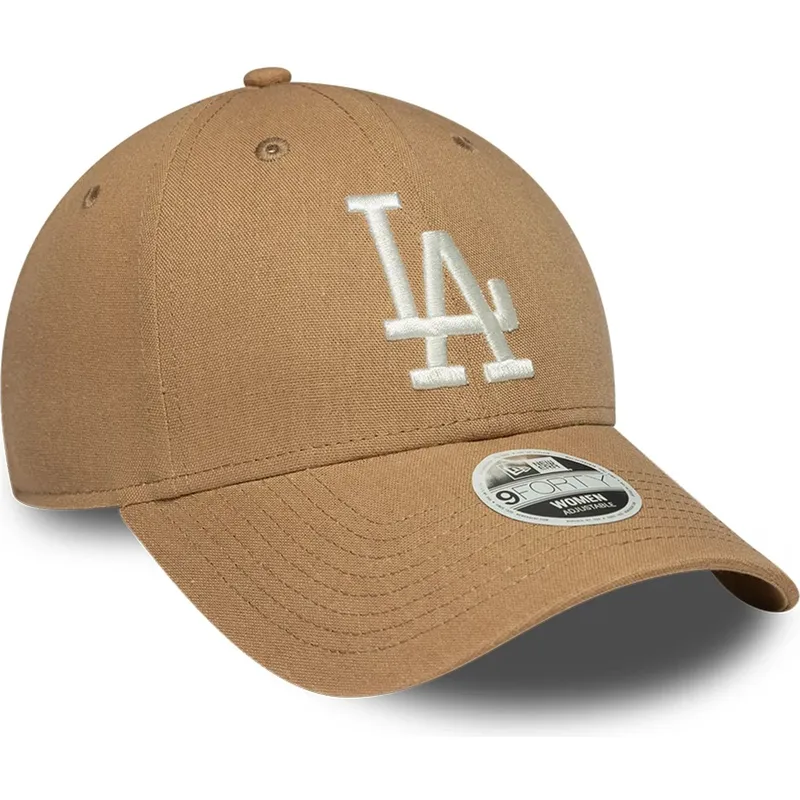 new-era-curved-brim-women-9forty-linen-los-angeles-dodgers-mlb-brown-adjustable-cap