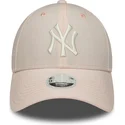 new-era-curved-brim-women-9forty-linen-new-york-yankees-mlb-light-pink-adjustable-cap