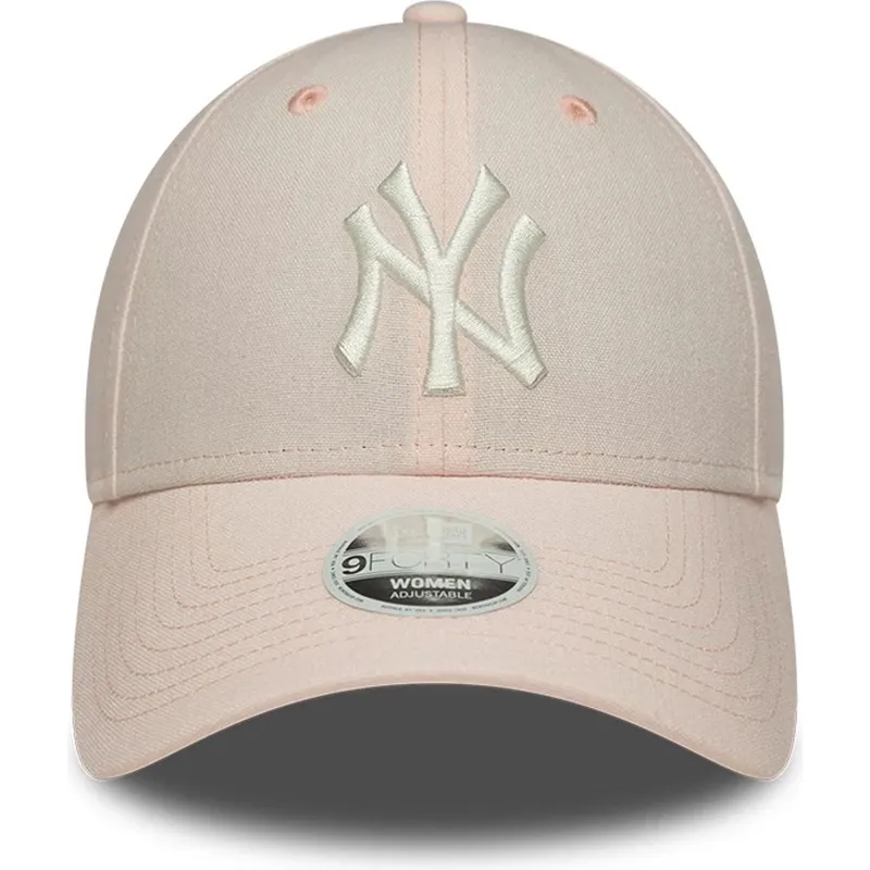 new-era-curved-brim-women-9forty-linen-new-york-yankees-mlb-light-pink-adjustable-cap