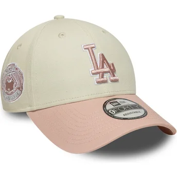 Kape zaobljena bež podesiva traka rosa rosa 9FORTY World Series Patch Los Angeles Dodgers MLB New Era