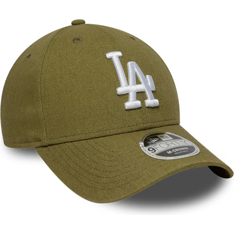 kape-zaobljena-zelena-snapback-9forty-m-crown-linen-los-angeles-dodgers-mlb-new-era