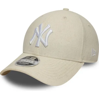Kapa zaobljena bež snapback 9FORTY M-Crown Linen New York Yankees MLB New Era
