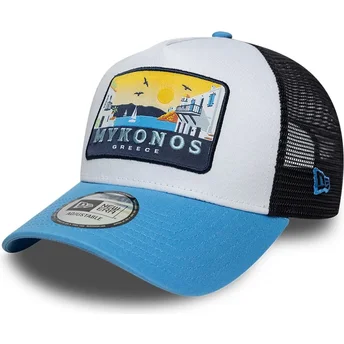 Kapa zaobljena plava snapback A Frame Location Patch Mykonos New Era