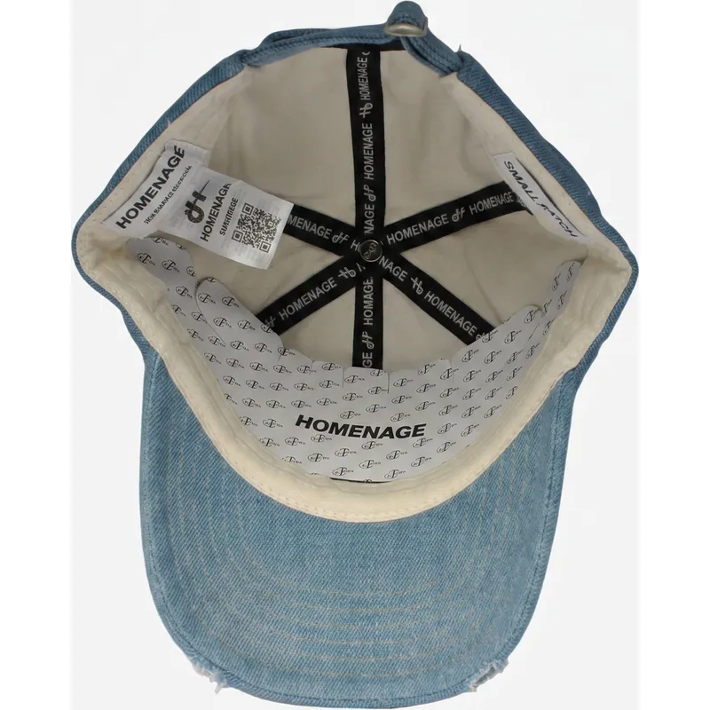 homenage-curved-brim-denim-records-music-shapes-identity-the-90s-blue-adjustable-cap