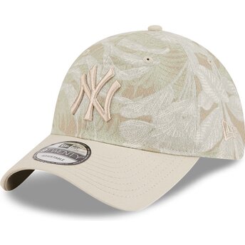 Kapa zaobljena bež podesiv 9TWENTY Leafy Palm New York Yankees MLB New Era