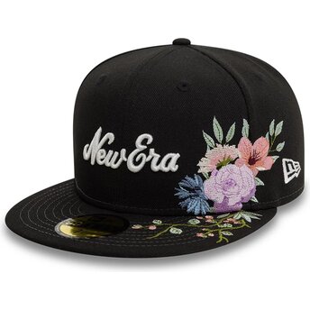 Kapa ravna crna prilagođena 59FIFTY Floral Emb New Era