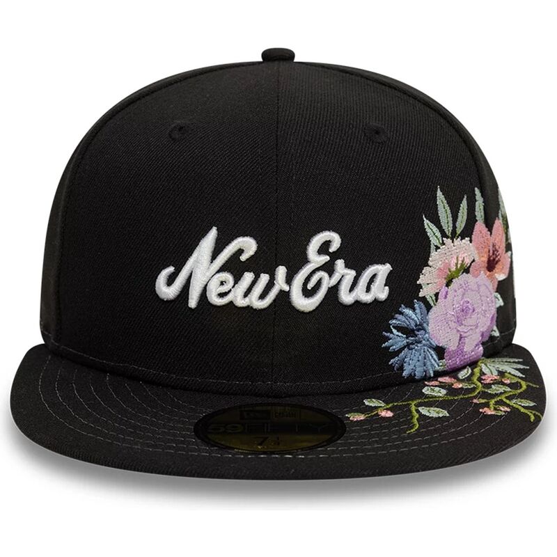 new-era-flat-brim-59fifty-floral-emb-black-fitted-cap