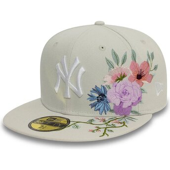 Cap ravna beige ajustada 59FIFTY Floral New York Yankees MLB New Era