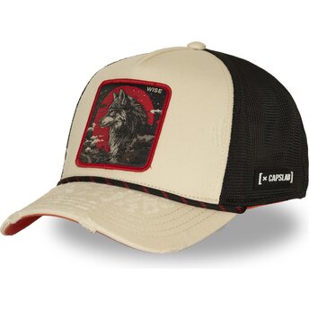 Capslab Wolf Wise BEA3 WISB Beasts Beige and Black Trucker Hat