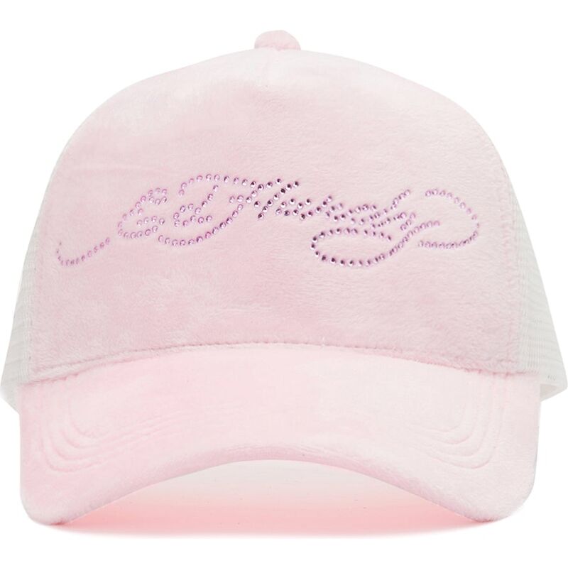 kapa-zaobljena-ruzicasta-snapback-diamante-velour-ed-hardy