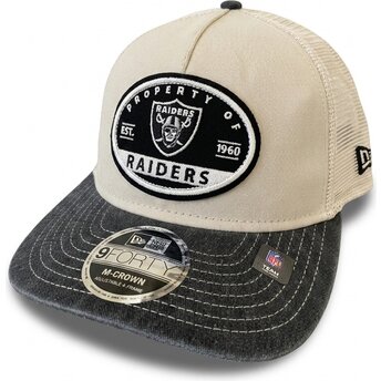 Kapa zaobljena bež snapback 9FORTY M-Crown A Frame Fray Las Vegas Raiders NFL New Era