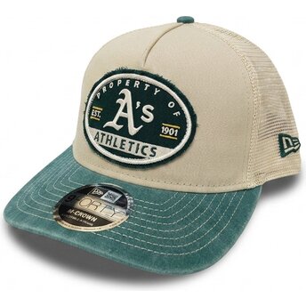 Kapa zaobljena bež snapback 9FORTY M-Crown A Frame Fray Oakland Athletics MLB New Era
