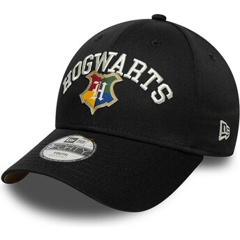 Kapa zaobljena crna snapback za djecu 9FORTY Wordmark Hogwarts Harry Potter New Era