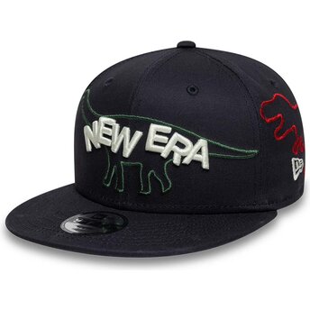 Kapa ravna mornarsko plava snapback za djecu 9FIFTY Dino New Era