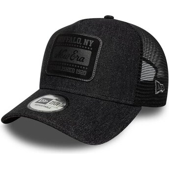 Kapa zaobljena crna snapback A Frame Patch Denim New Era