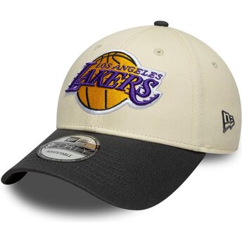 Kapa zaobljena bež podesiv 9FORTY Colour Block Los Angeles Lakers NBA New Era
