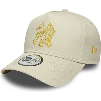 Kapa zaobljena bež snapback dorado E Frame Metallic Outline New York Yankees MLB New Era