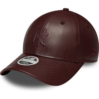 Kapa zaobljena smeđa snapback 9FORTY M-Crown PU Diamante New York Yankees MLB New Era