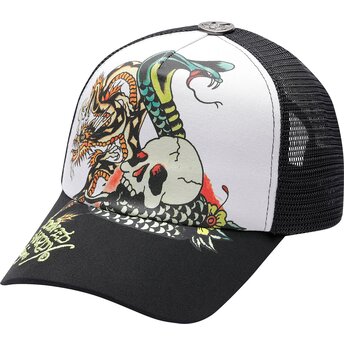 Kapa zaobljena crna snapback Snake And Skull Ed Hardy