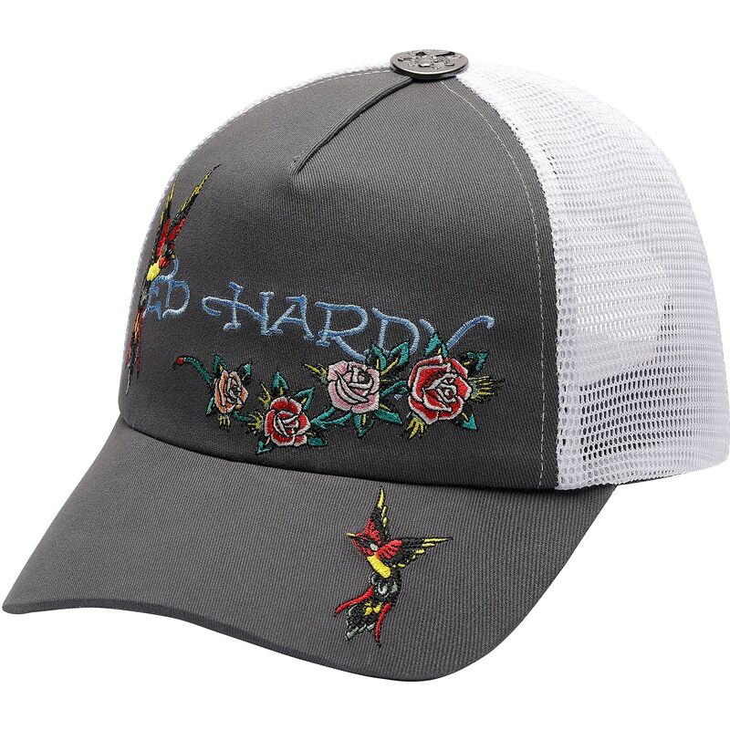 kapa-zaobljena-siva-snapback-floral-swallow-ed-hardy